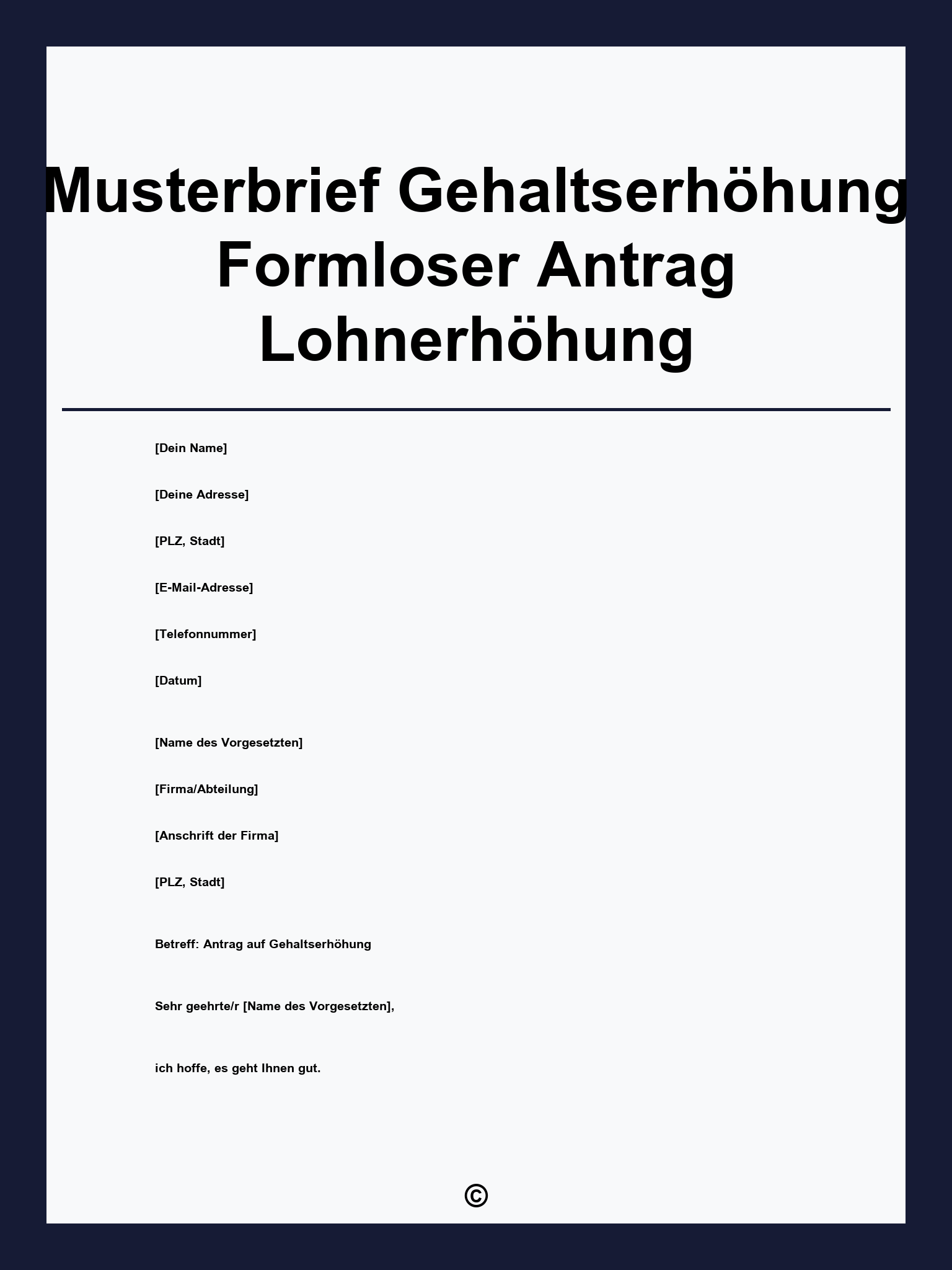 Musterbrief Gehaltserhöhung Formloser Antrag Lohnerhöhung