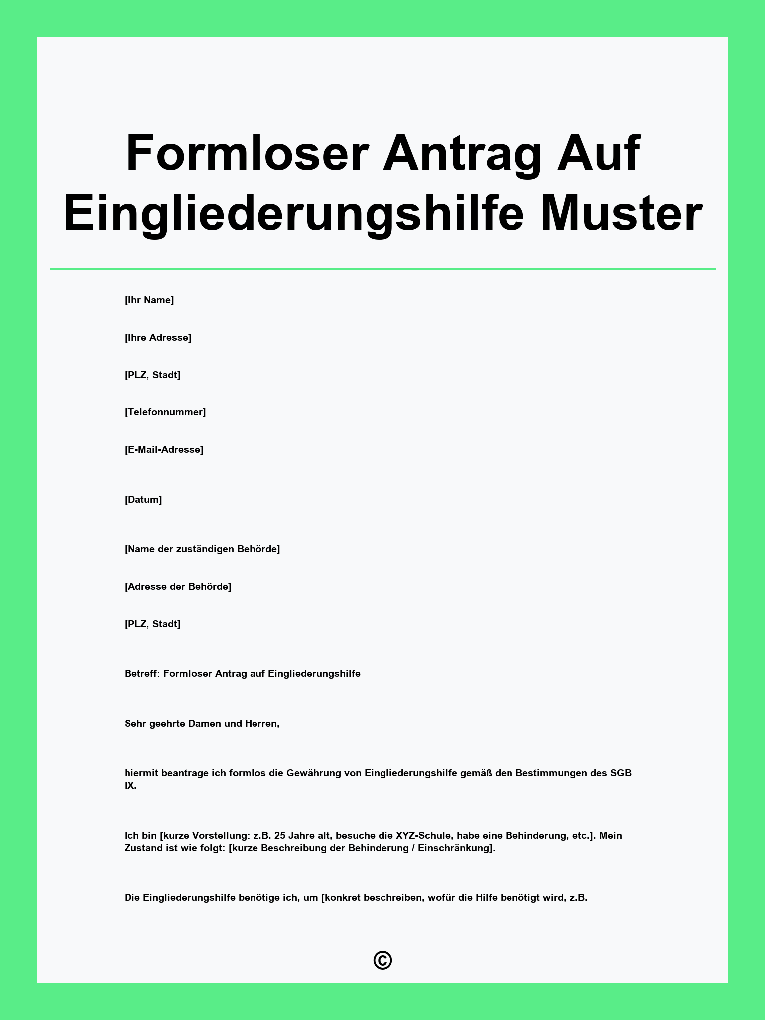 Formloser Antrag Auf Eingliederungshilfe Muster