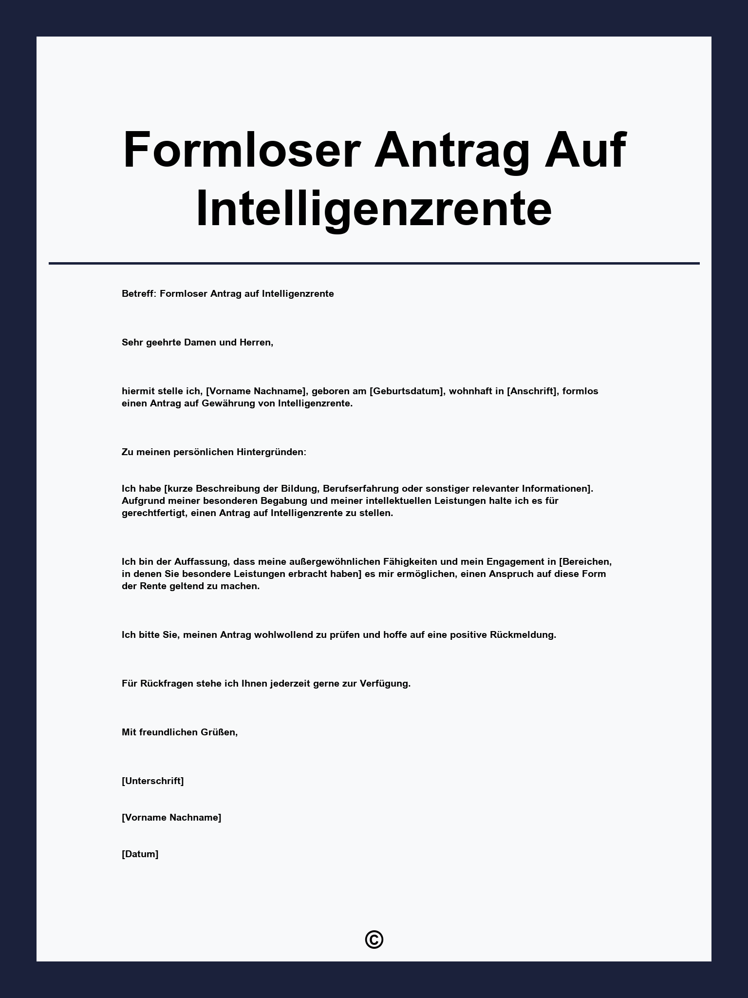 Formloser Antrag Auf Intelligenzrente