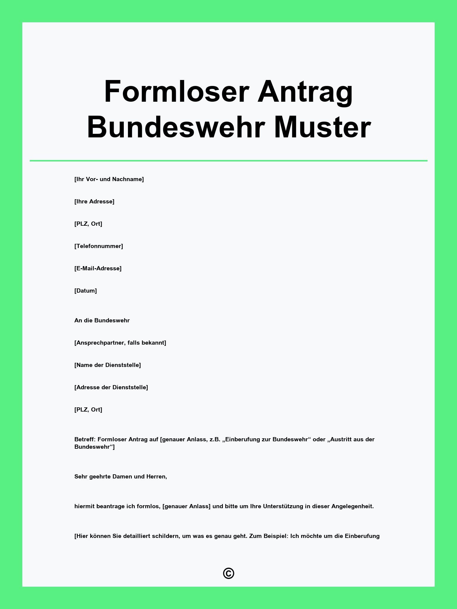 Formloser Antrag Bundeswehr Muster