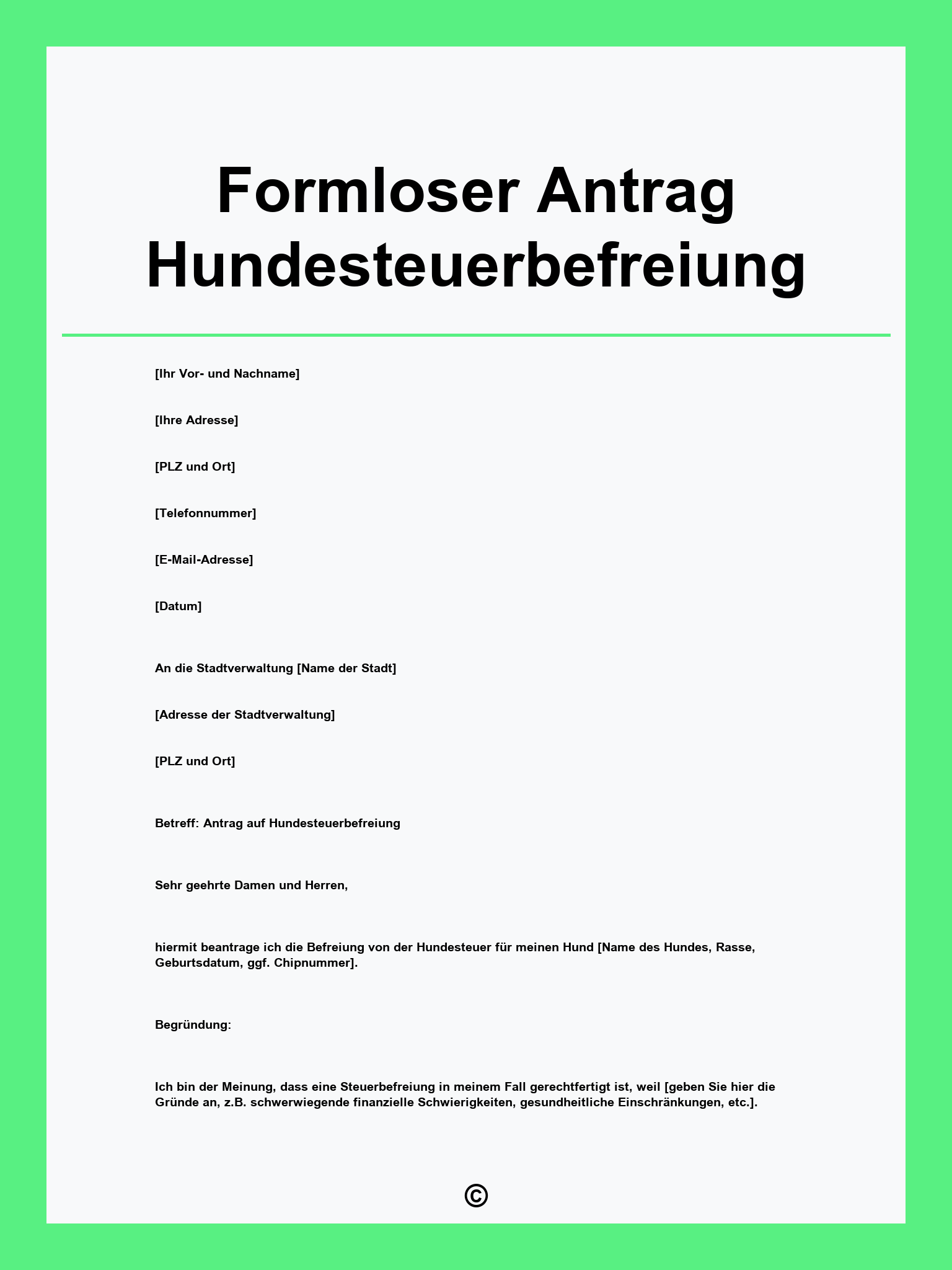 Formloser Antrag Hundesteuerbefreiung