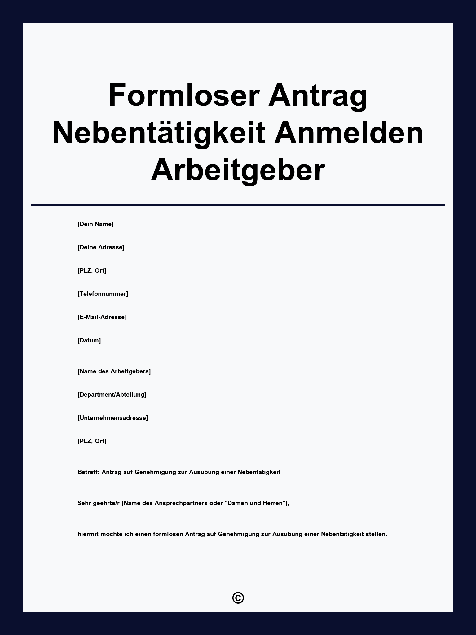 Formloser Antrag Nebentätigkeit Anmelden Arbeitgeber