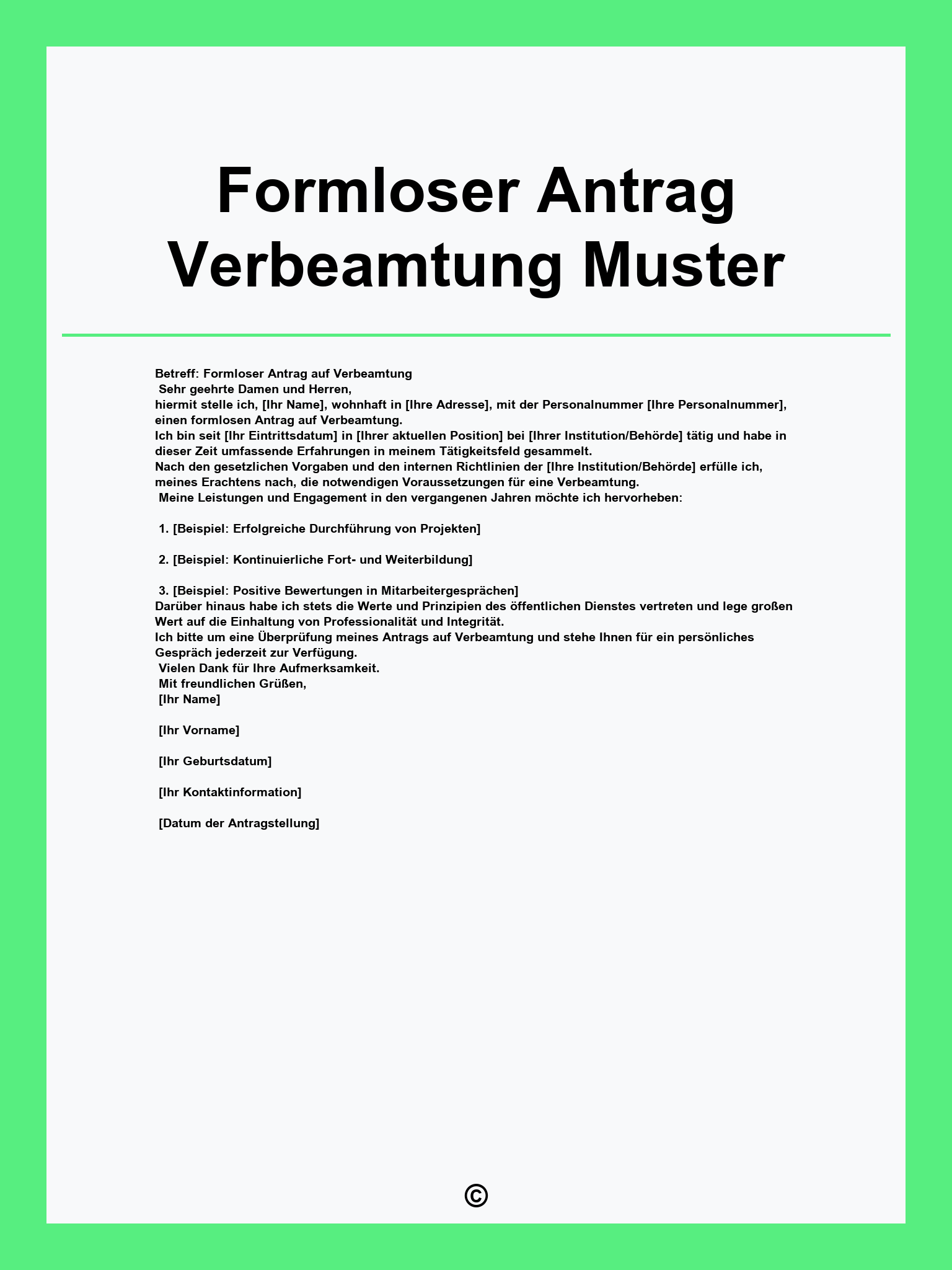 Formloser Antrag Verbeamtung Muster