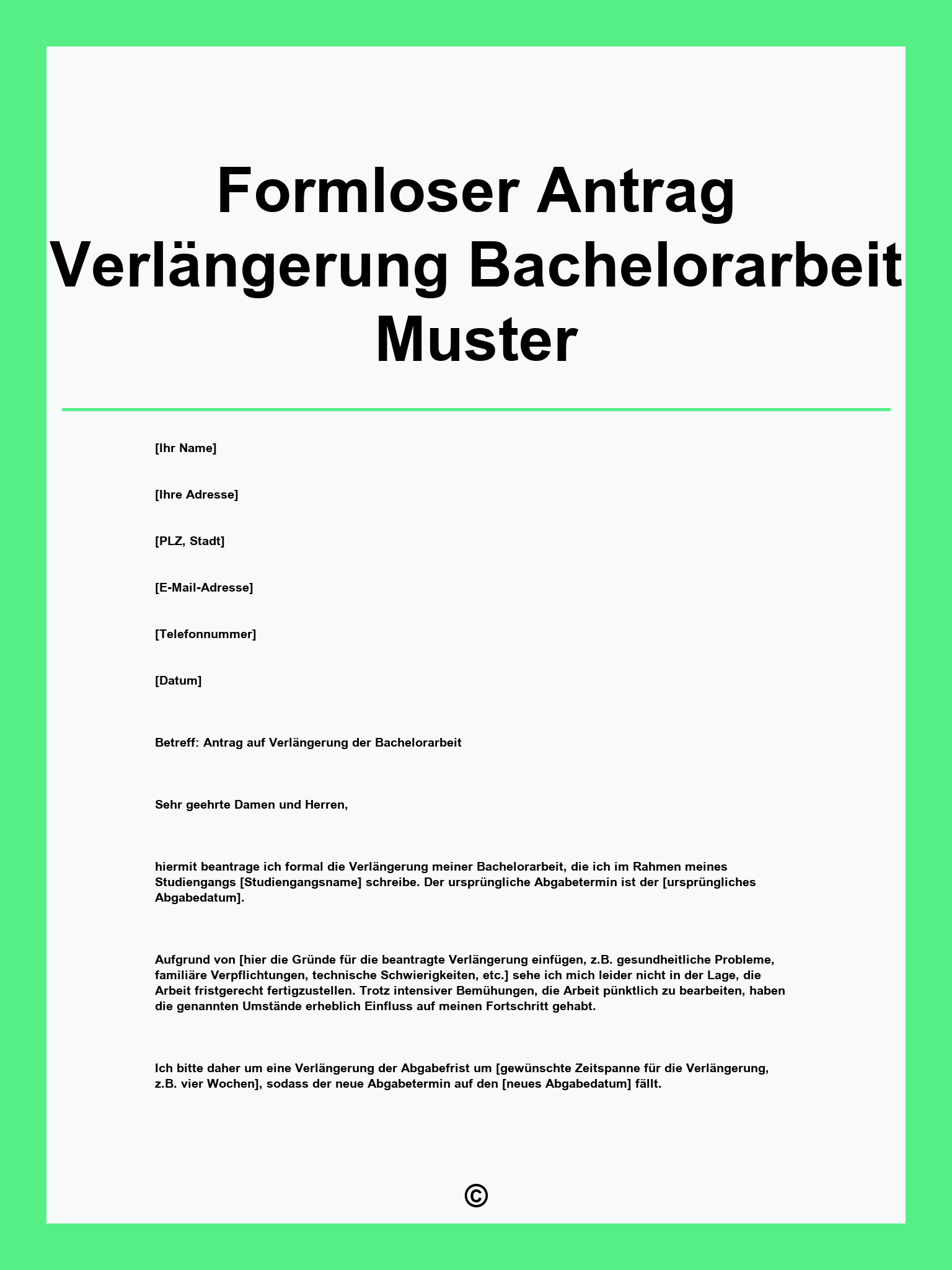 Formloser Antrag Verlängerung Bachelorarbeit Muster