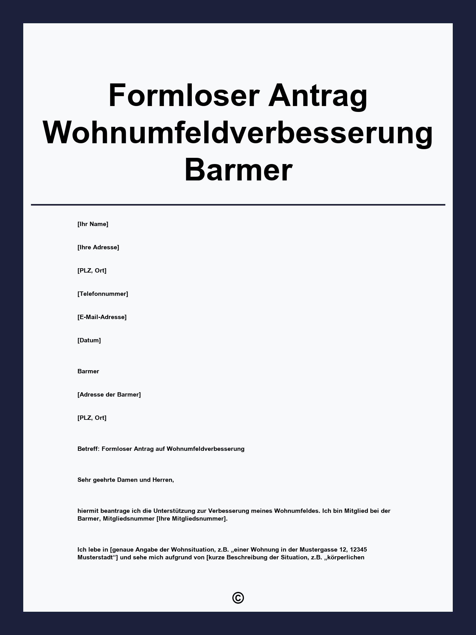 Formloser Antrag Wohnumfeldverbesserung Barmer