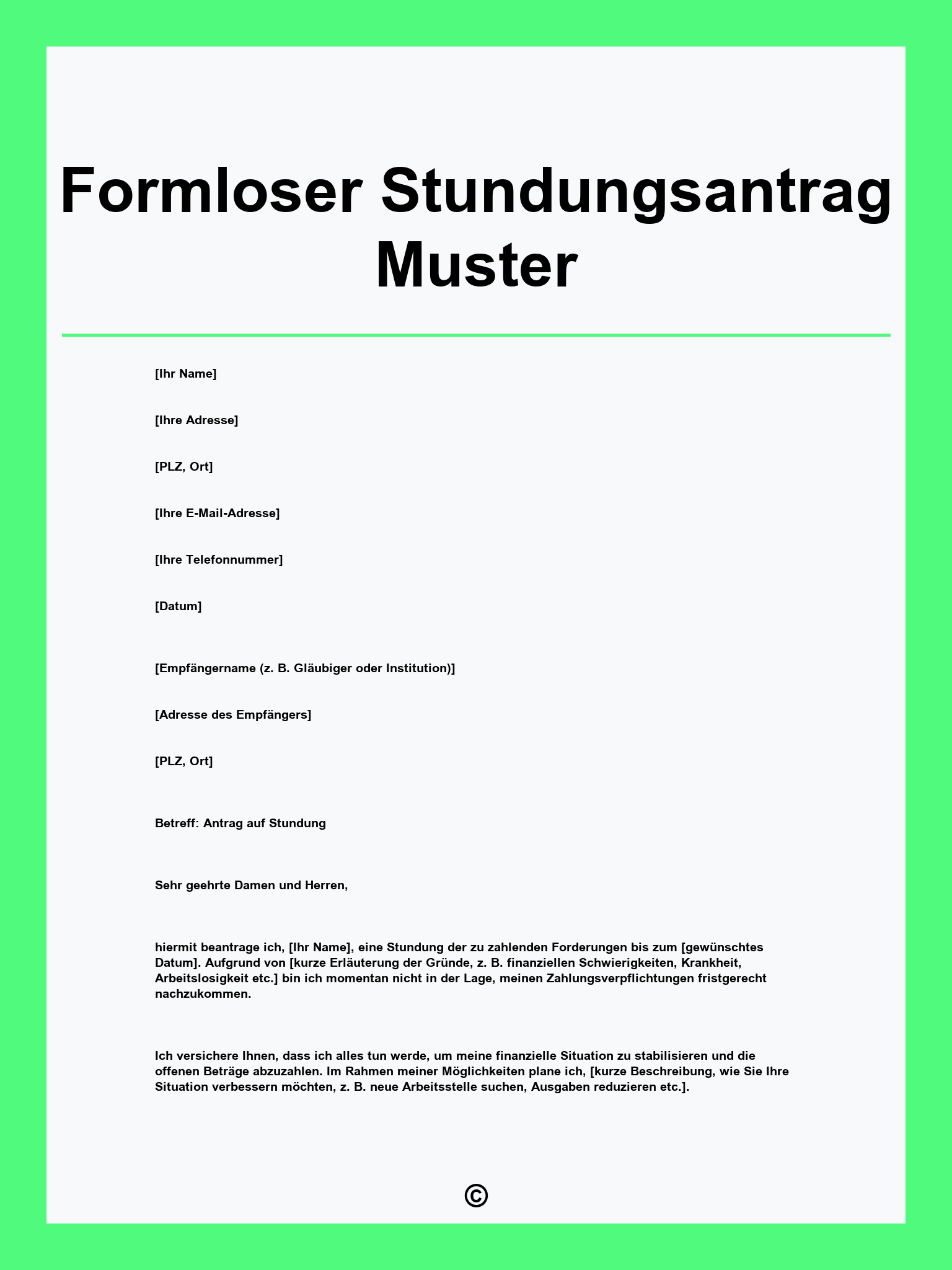 Formloser Stundungsantrag Muster