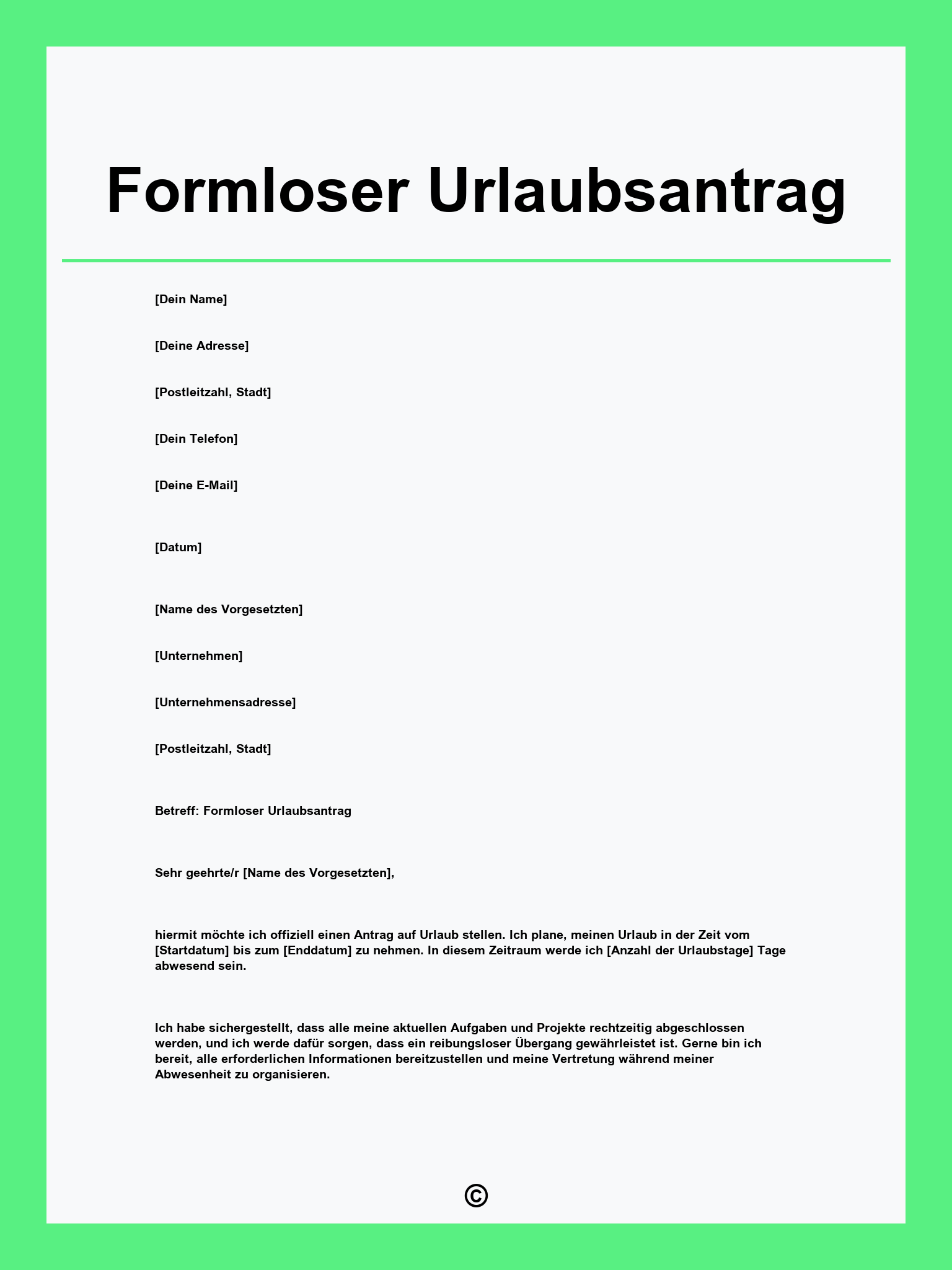 Formloser Urlaubsantrag