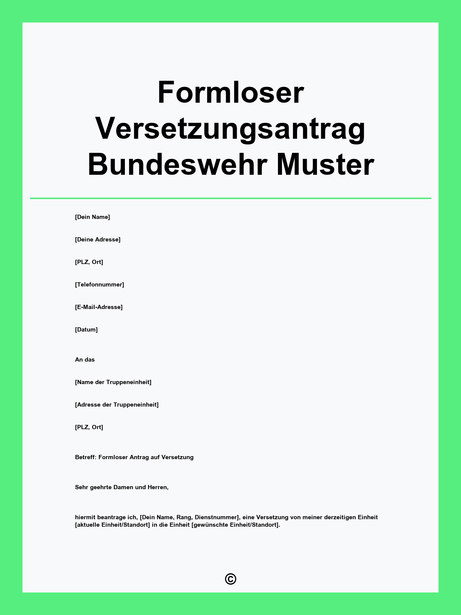 Formloser Versetzungsantrag Bundeswehr Muster
