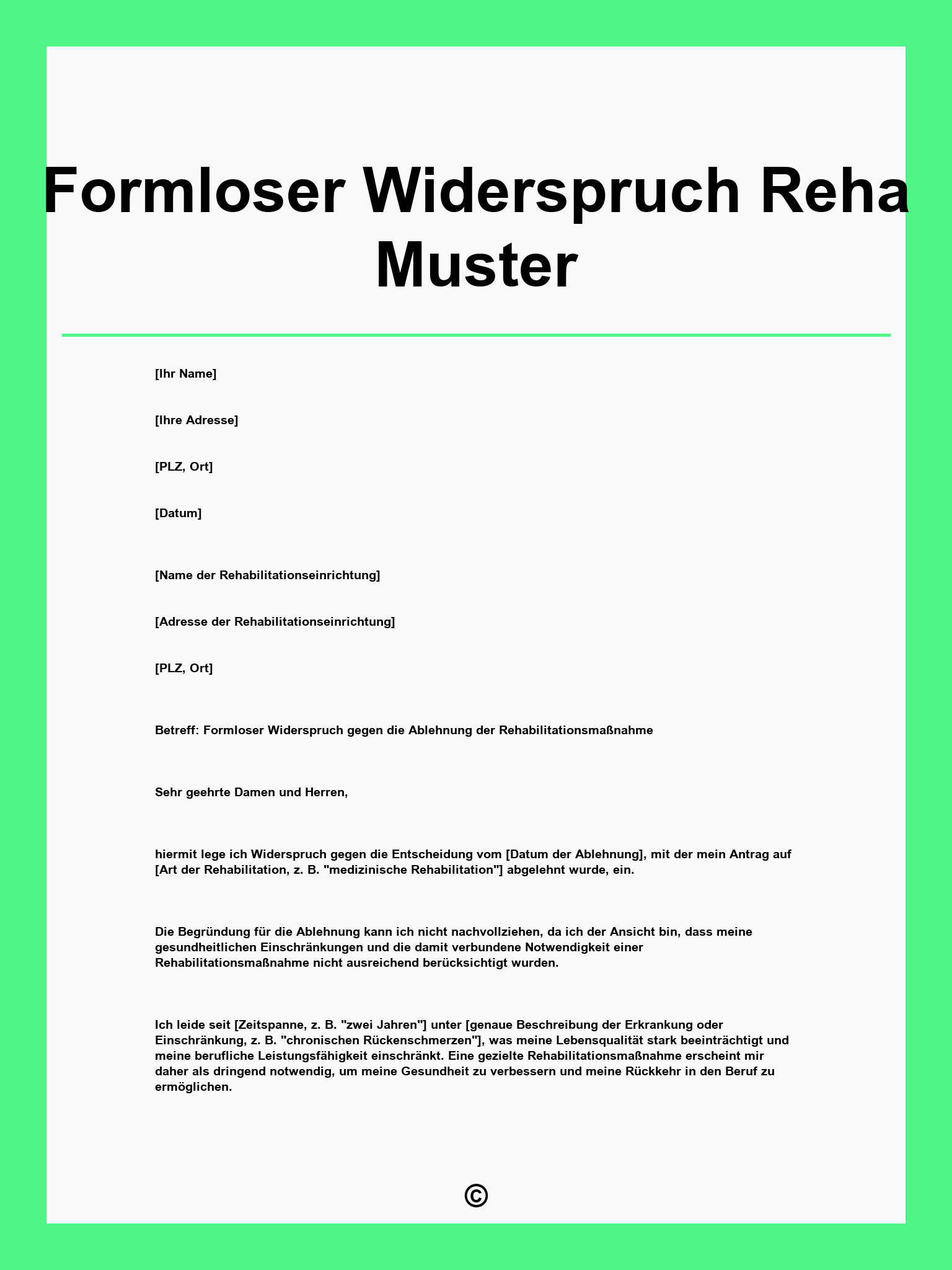 Formloser Widerspruch Reha Muster