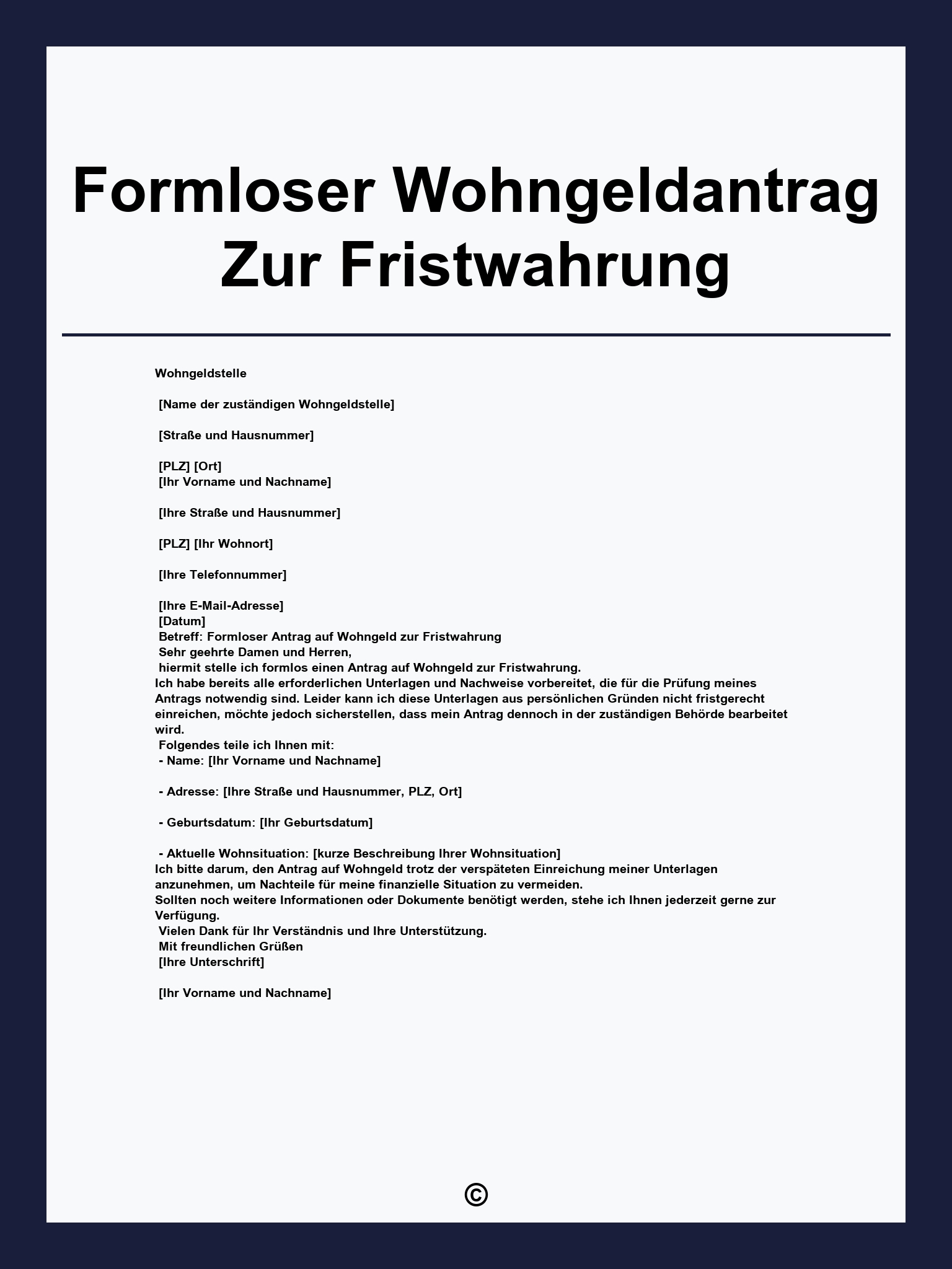 Formloser Wohngeldantrag Zur Fristwahrung