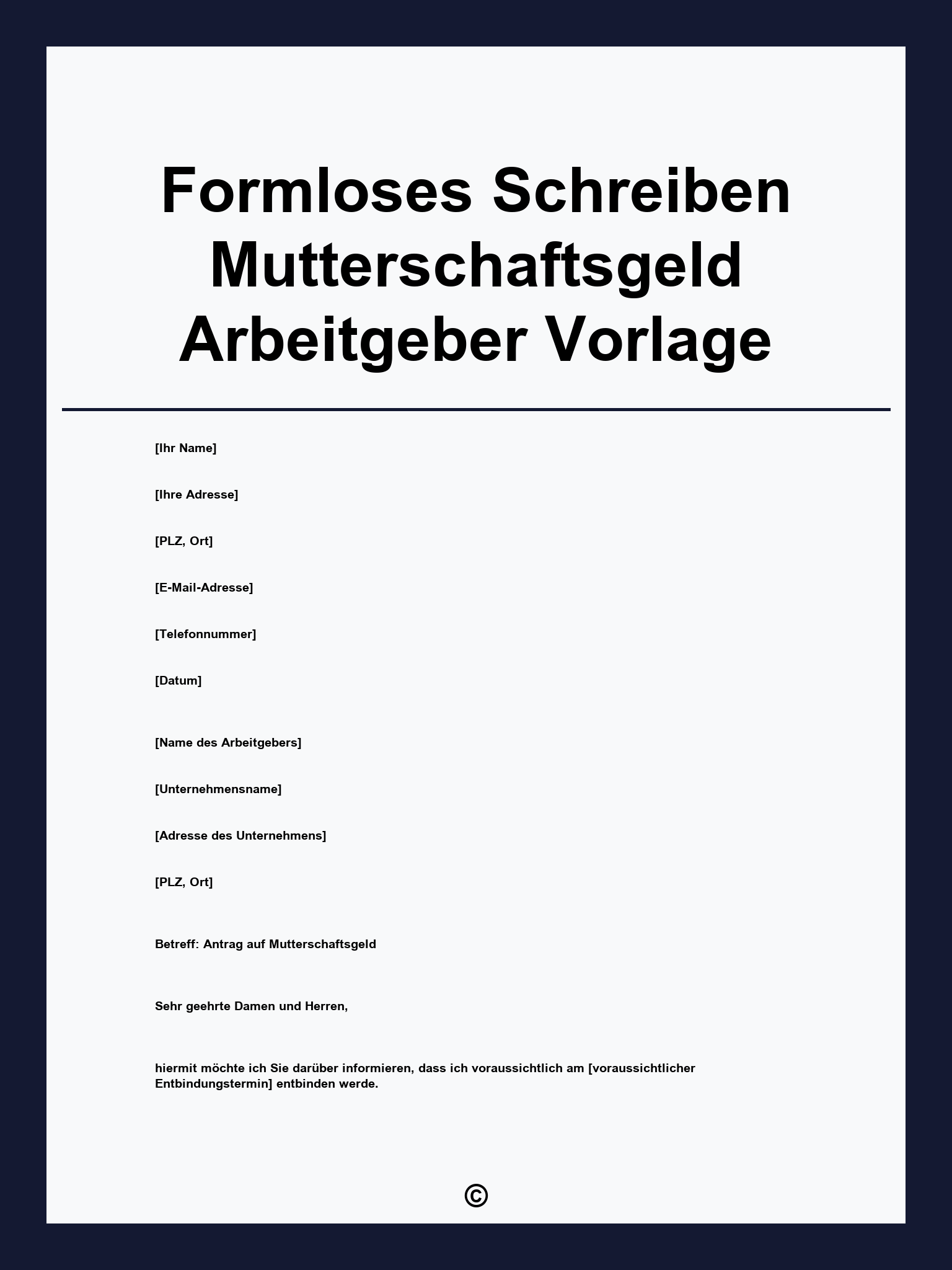 Formloses Schreiben Mutterschaftsgeld Arbeitgeber Vorlage